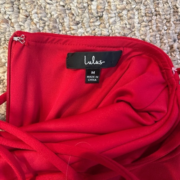 Lulus Be My Date Red Lace up maxi dress - Picture 3 of 4
